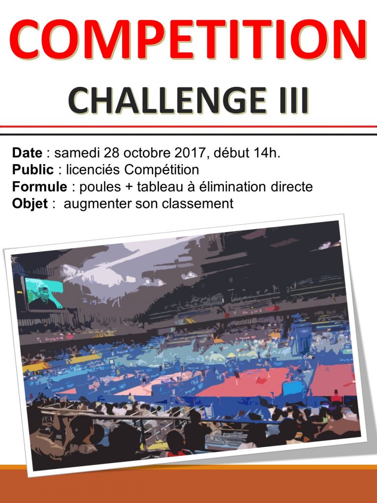 Challenge III – samedi 28 Octobre 2017
